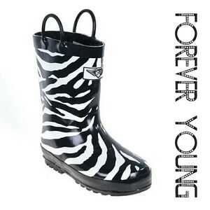 Kids Rainboots, Waterproof Faux Fur Lined Rain Boots, k-1556, Zebra